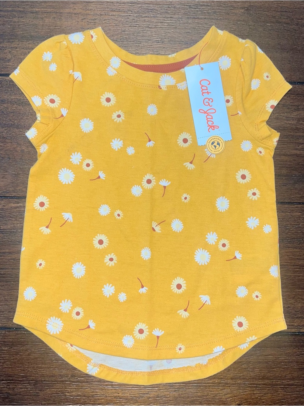 Cat & Jack Yellow Daisy Print Girls' Short Sleeve Top